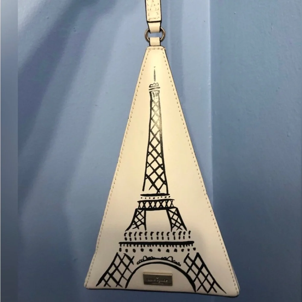 Kate Spade Triangle “Eiffel Tower” Wristlet Novelty Bag in Cement color - Picture 7 of 16